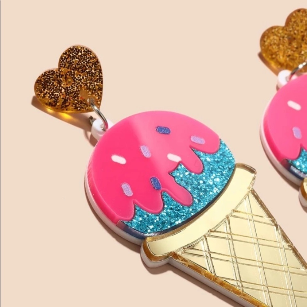 Ice Cream Cone Dangle Earrings - Picture 2 of 3